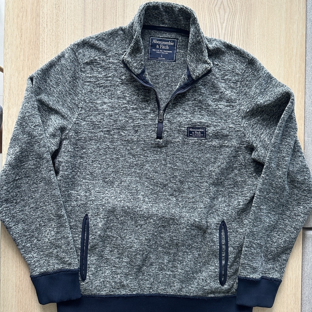 Abercrombie & Fitch Zip Up Fleece Jacket Mens Size L Grey RARE